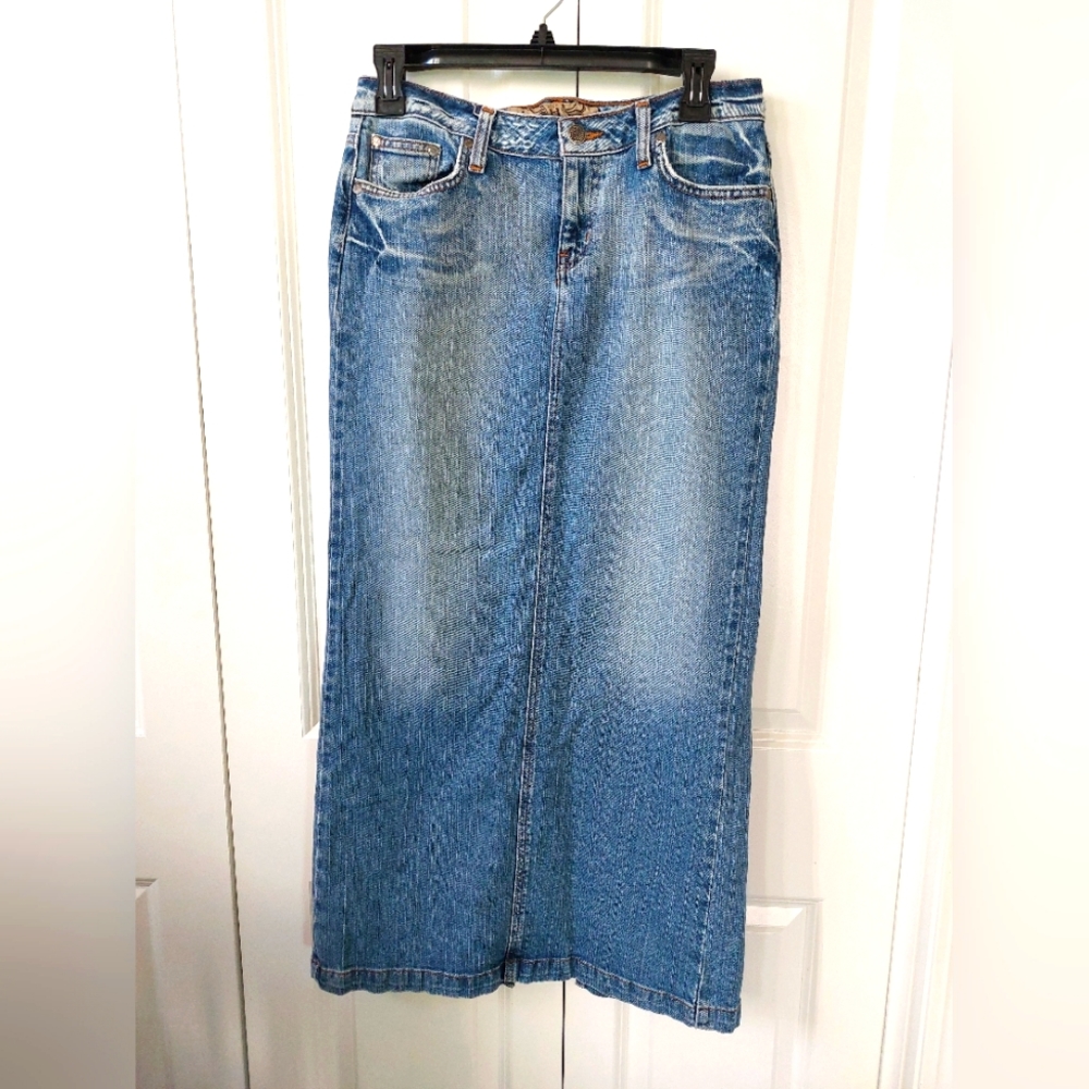 Denim Maxi Skirt size 3/4 Hint‎ Brand 2000s y2k vintage style straight